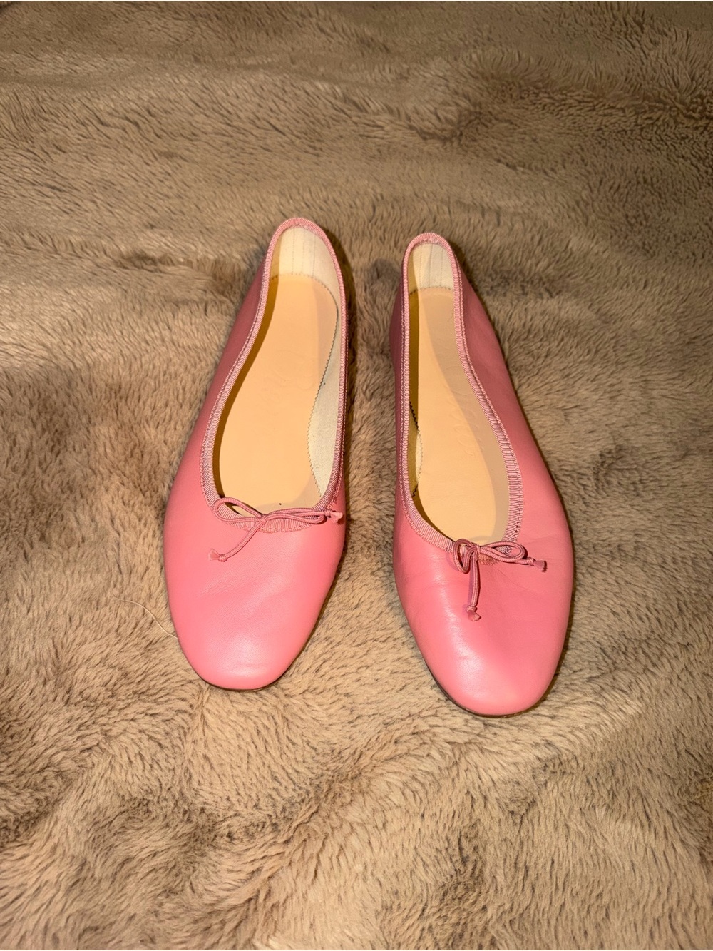 J. Crew Pink Leather Ballet Flats with Bow